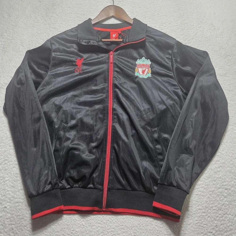 Liverpool Football Club Jacket Mens Size XL Black Lightweight Track‎ Sweater